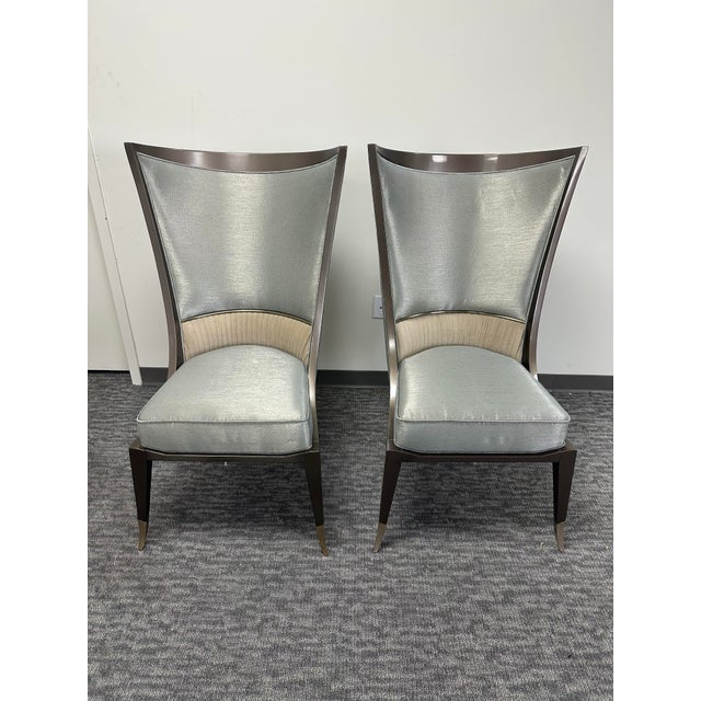 Silver Pair of Caracole "Collar Up" King & Queen Chairs For Sale - Image 8 of 9