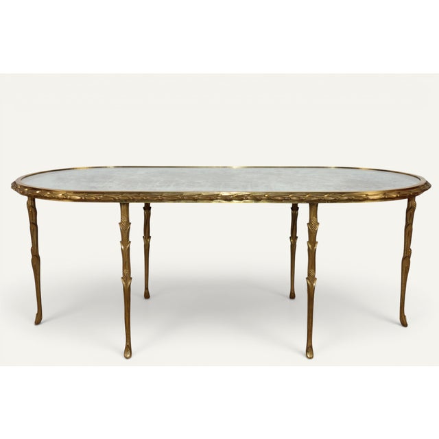 Baguès Coffee Table in Gilt Bronze and Aged Mirror, 1950s For Sale - Image 10 of 18