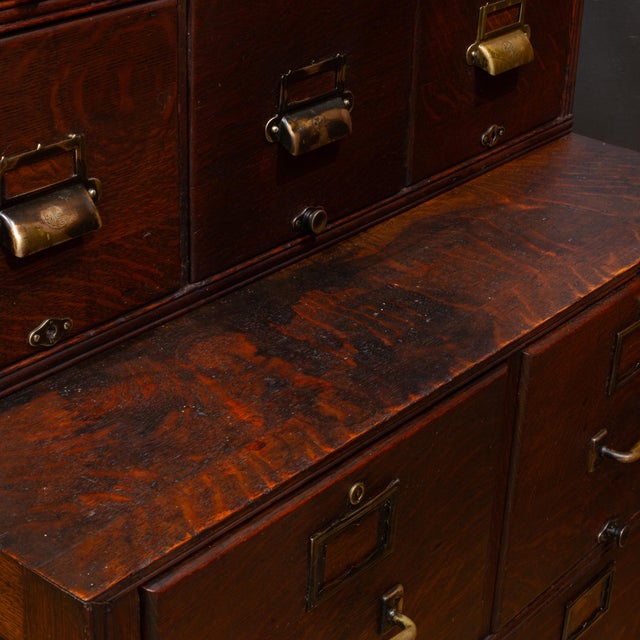 Early 20th Century Monumental Mahogany Yawman and Erbe 15 Drawer Modular File Cabinet c.1910 For Sale - Image 5 of 18