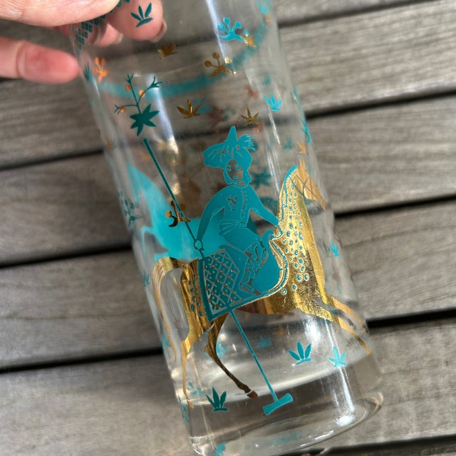 Mid 20th Century Mid 20th Century Arabian Nights Persian Polo Players MCM Hi Ball Glasses For Sale - Image 5 of 8