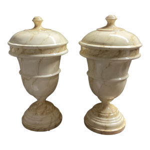 1990 Faux Marble Urns Purchased From Maitland – Smith in the Philippines- Set of 2