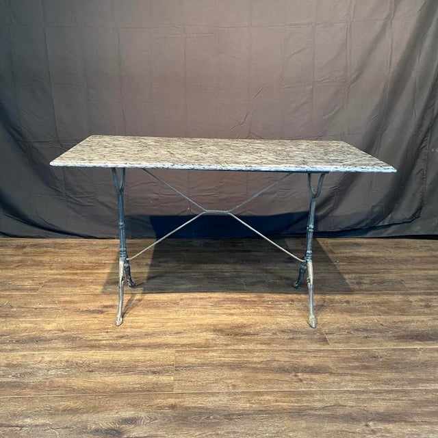 Early 20th Century French Marble Top Café Table or Bistro Table With Cast Iron Base For Sale - Image 4 of 9