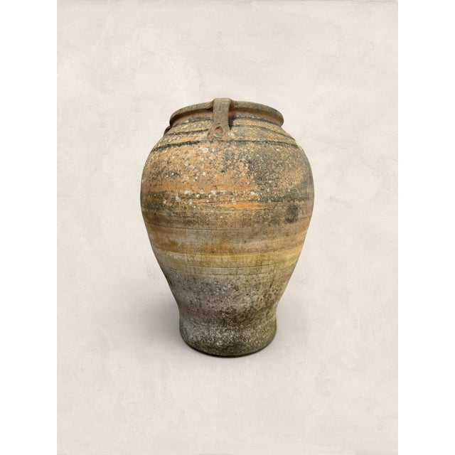 Late 19th Century X Large (32" H) Pair of Antique Greek Terracotta Olive Jars With Weathered Patina For Sale - Image 9 of 14