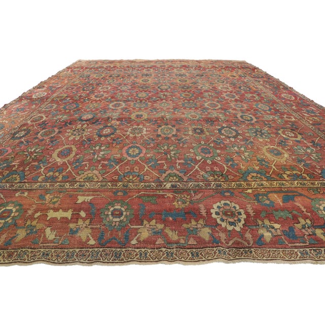 Rustic Antique Persian Bakshaish Rug - 10'09 X 14'08 For Sale - Image 3 of 9