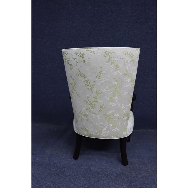 Hickory Chair Furniture Company Hickory Chair Co. Upholstered Open Arm Chair in Damask Fabric For Sale - Image 4 of 12