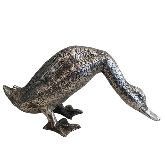 Silver Plated Bronze Duck Sculpture For Sale - Image 11 of 11