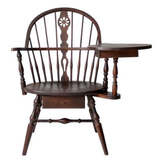 Antique Windsor Writing Armchair With Desk and Drawers For Sale