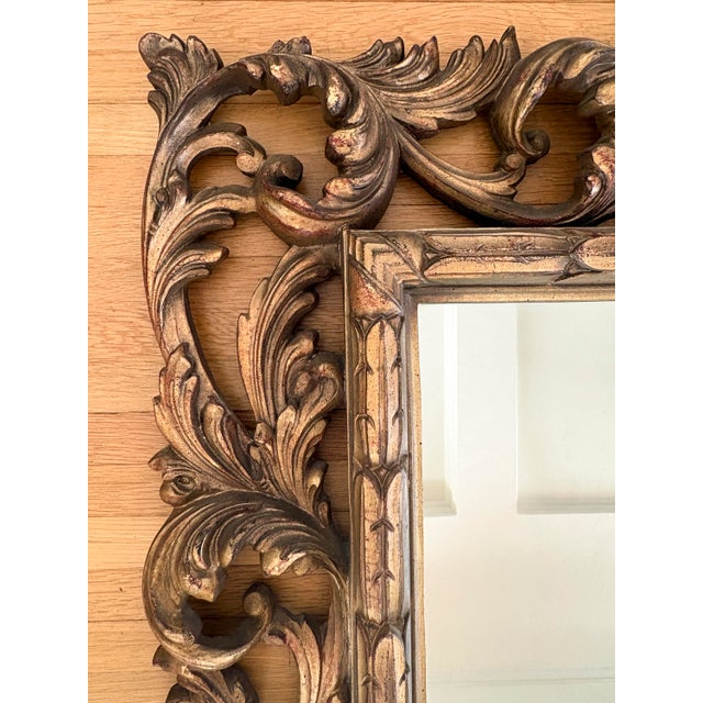 Gold Vintage 20th Century Large Gilt Rococo Carved Mirror For Sale - Image 8 of 14