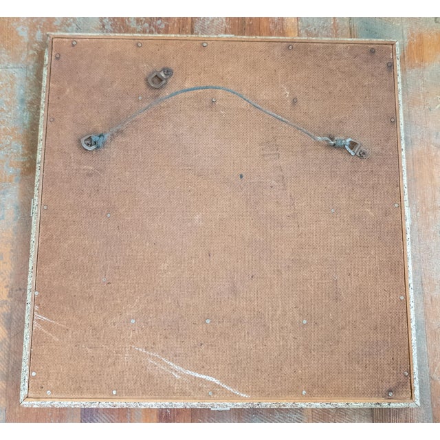 Mid-Century Mirror Shadowbox Frame With Repousse Silver Floral Art For Sale - Image 11 of 13