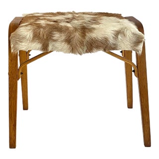 Mid-Century Prague Bench W/ Goat Hide Upholstery For Sale