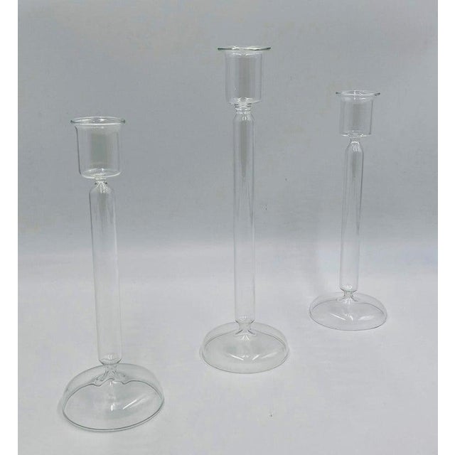 Set of 3 Italian Mouth Blown Glass Candle Holders by Aldo Cibic for Paola Coin For Sale - Image 4 of 14
