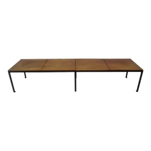 Rare Knoll Walnut T Angle Coffee Table Bench by Florence Knoll