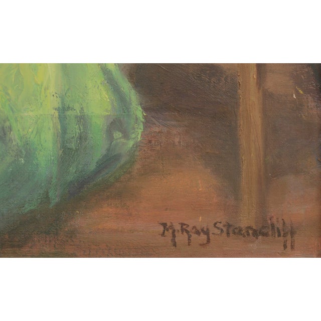 American Mid Century Oil Painting Portrait of Two Children in Traditional Dress by M. Ray Stancliff For Sale - Image 3 of 6