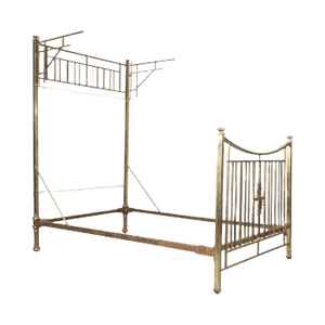 19th Century English Half Tester Brass Double Bed Frame