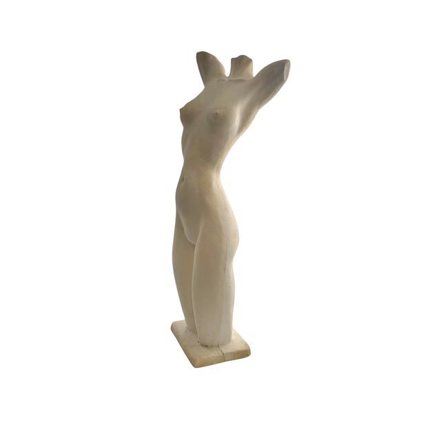Late 20th Century Female Sculpture Art Women Plaster Torso Figurine Signed For Sale - Image 4 of 9