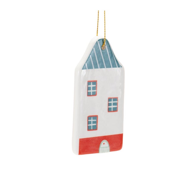 Contemporary Ceramic Winter House Ornament (Set of 12) For Sale - Image 3 of 6