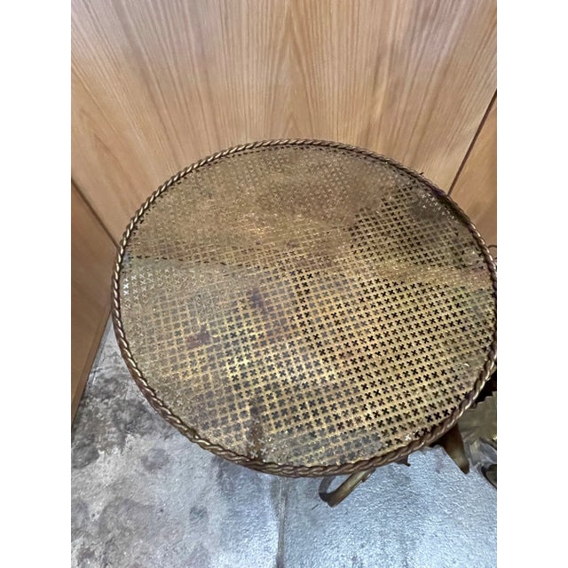 Gold 1960s Italian Decorative Floral Floor Lamp With Side Tables For Sale - Image 8 of 13