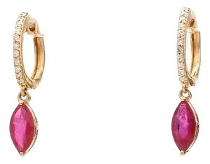 1.02 Cts Natural ruby earring in 18k gold