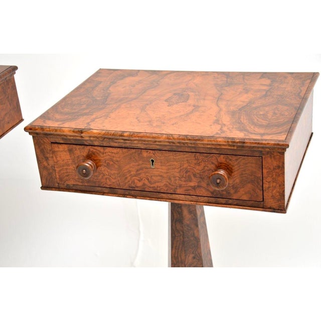 Antique William IV Burr Walnut Side Tables, 1830s, Set of 2 For Sale - Image 6 of 11