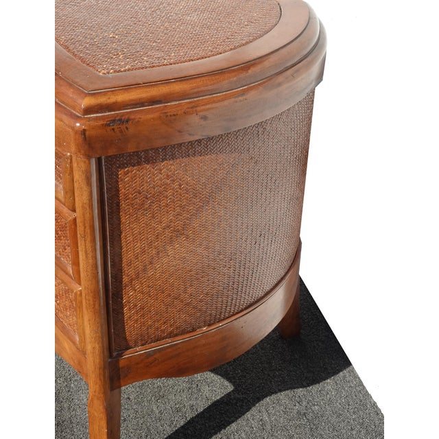 Brown Vintage French Country Bamboo Rattan Side Table End Table W Drawers ~ Triangle For Sale - Image 8 of 13