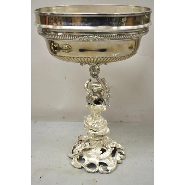 Antique French Rococo Silver Plated Cherub Dome Centerpiece Fruit Bowls - Pair For Sale - Image 10 of 12