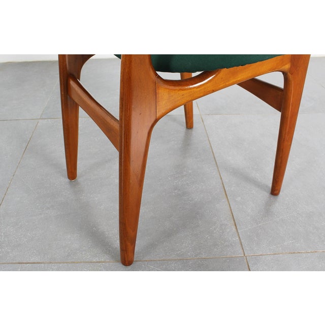 Mid-Century Scandinavian Wood and Green Fabric Chair, 1960s, Set of 6 For Sale - Image 15 of 16