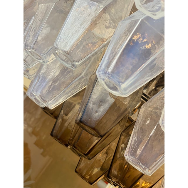 Early 21st Century Italian Poliedro Opalino and Smoke Glass Murano Glass Venini Style Sputnik Chandelier For Sale - Image 10 of 10