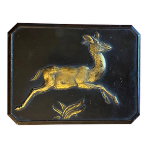 Antique French Art Deco Gilt & Patinated Bronze Antelope Gazelle Wall Plaque Circa 1920