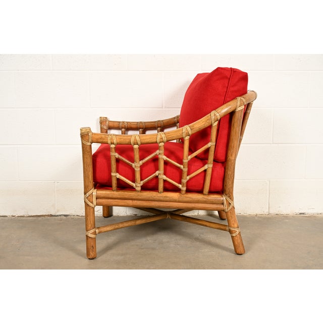 McGuire Mid-Century Hollywood Regency Bamboo Rattan Lounge Chair For Sale - Image 11 of 15