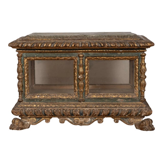 18th Century Italian Painted and Parcel Gilt Reliquary Box For Sale