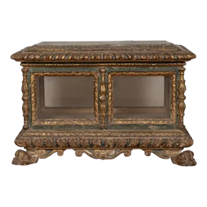 18th Century Italian Painted and Parcel Gilt Reliquary Box