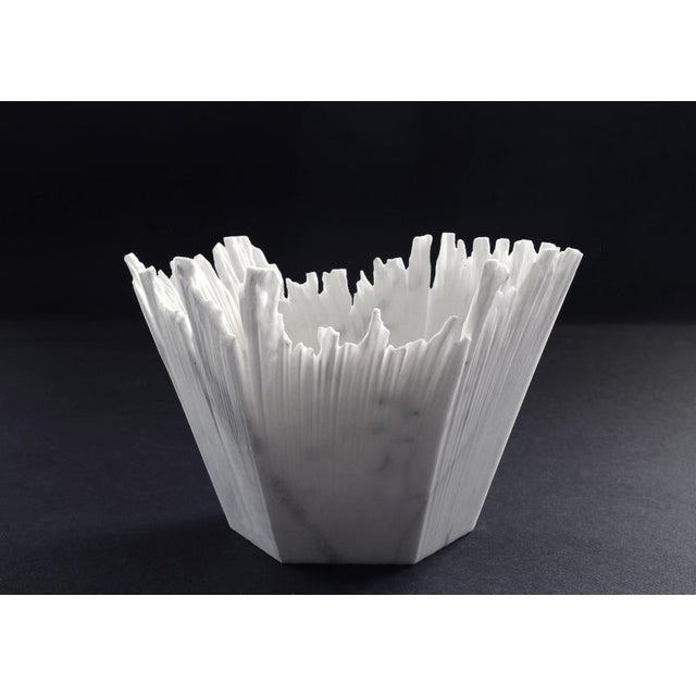 Drap C Hexagonal Decorative Bowl in White Carrara Marble by Bufalini Marmi For Sale - Image 4 of 18