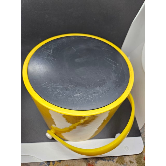 Vintage 1970s Yellow Vinyl and Lucite Ice Bucket For Sale - Image 9 of 9
