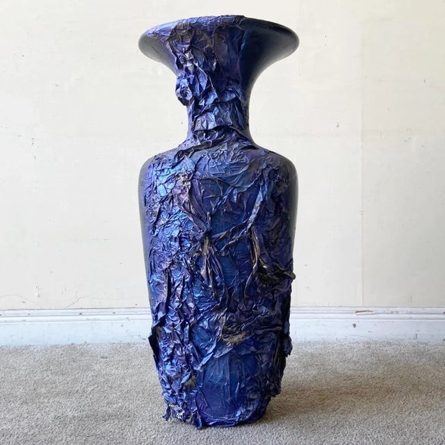 Postmodern Black, Blue and Purple Paper Mache Vase For Sale - Image 9 of 9