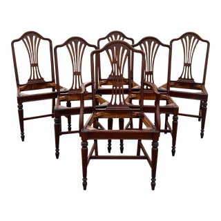 Vintage 1920’s Regency Style Reeded Leg Mahogany Dining Chairs For Sale