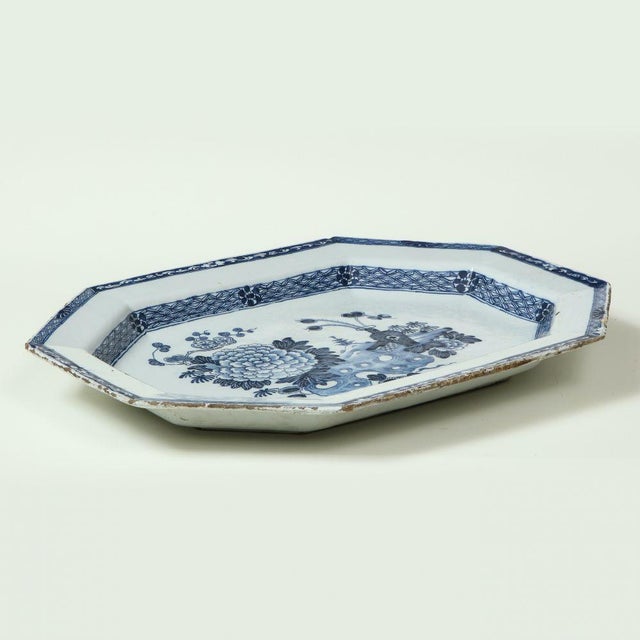 Mid 18th Century Traditional Large Irish Delft Blue & White Serving Platter For Sale - Image 11 of 12