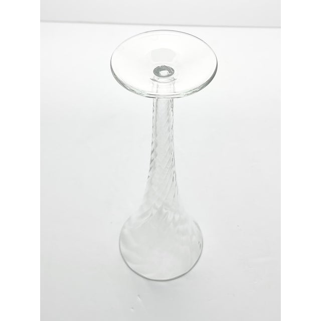 1980s Vintage Optic Swirl Hollow Fluted Champagne Glasses - Set of 7 For Sale - Image 5 of 5