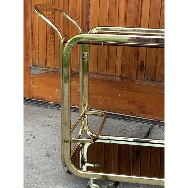 Metal Regency Brass 2-Tier Bar Cart, 1960s For Sale - Image 7 of 9