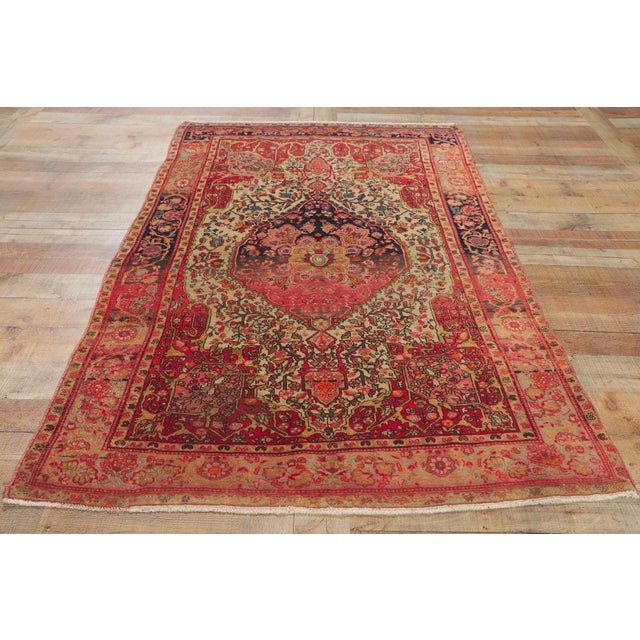 Textile Antique Persian Sarouk Farahan Rug - 04'00 X 06'08 For Sale - Image 7 of 8