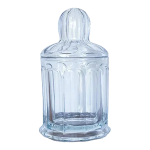 Vintage Large Lidded Glass Jar in Decagon Shape With Bulbous Lid by Heisey