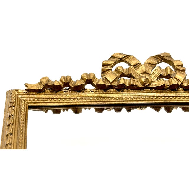 Vintage French Rectangular Giltwood Bow & Ribbon Mirror For Sale - Image 4 of 6