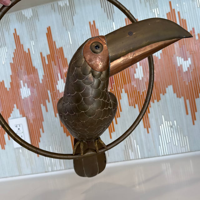 Sergio Bustamante Vintage Brass and Copper Attributed Sergio Bustamante Toucan Bird For Sale - Image 4 of 12