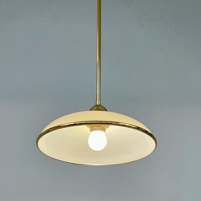 Art Deco Cream Opaline Glass and Brass Pendants, Germany 1930s, Set of 2 For Sale - Image 11 of 18