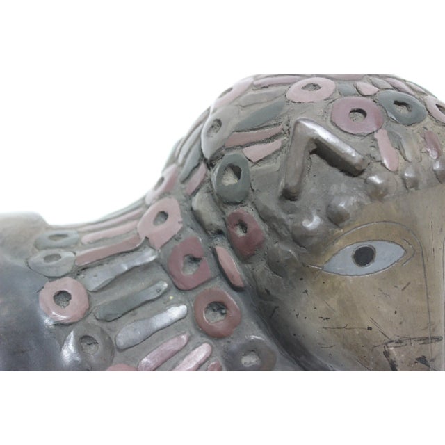 Figurative Smiling Lion Artisan Sculpture For Sale - Image 3 of 11