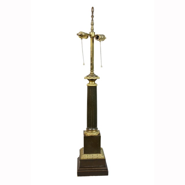 Metal Antique Louis Philippe Bronze Columnar Table Lamp by Decourt, Paris For Sale - Image 7 of 10
