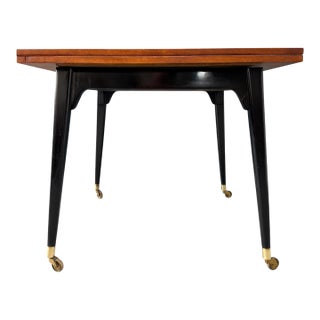 1950s Edward Wormley for Dunbar Flip-Top Expandable Table and Brass Castors For Sale