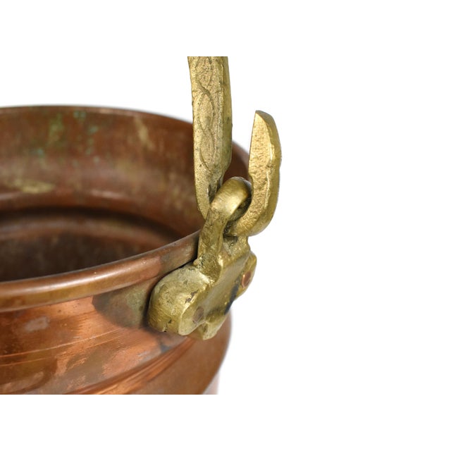 Mid 20th Century Turkish Solid Copper Bucket With Brass Handle | Chairish