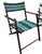 Mid 20th Century Folding Patio Chairs Pair – Stained Wood With Green & White Canvas, A Pair For Sale - Image 12 of 12