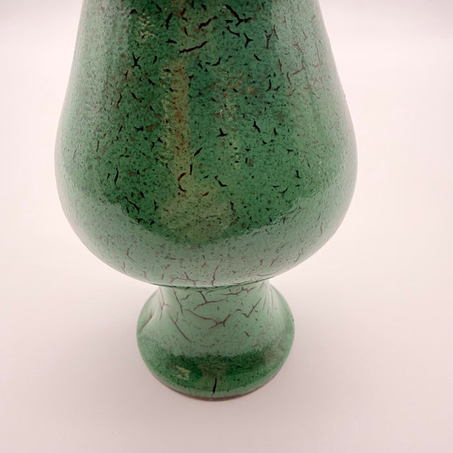 Dark Green Magnificent Crackle Vase Design Work of Mid Century Art For Sale - Image 8 of 11