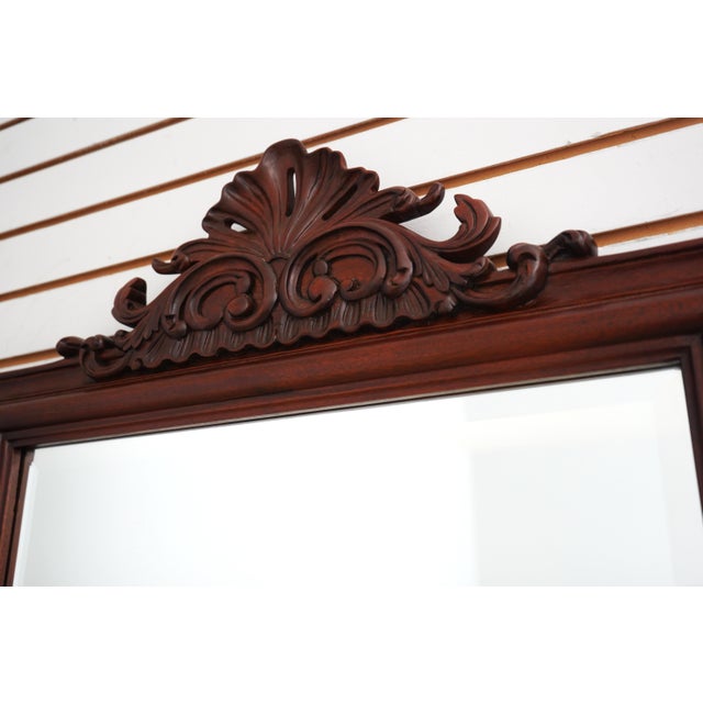 Traditional Carved Solid Mahogany Beveled Glass Mirror For Sale - Image 3 of 9